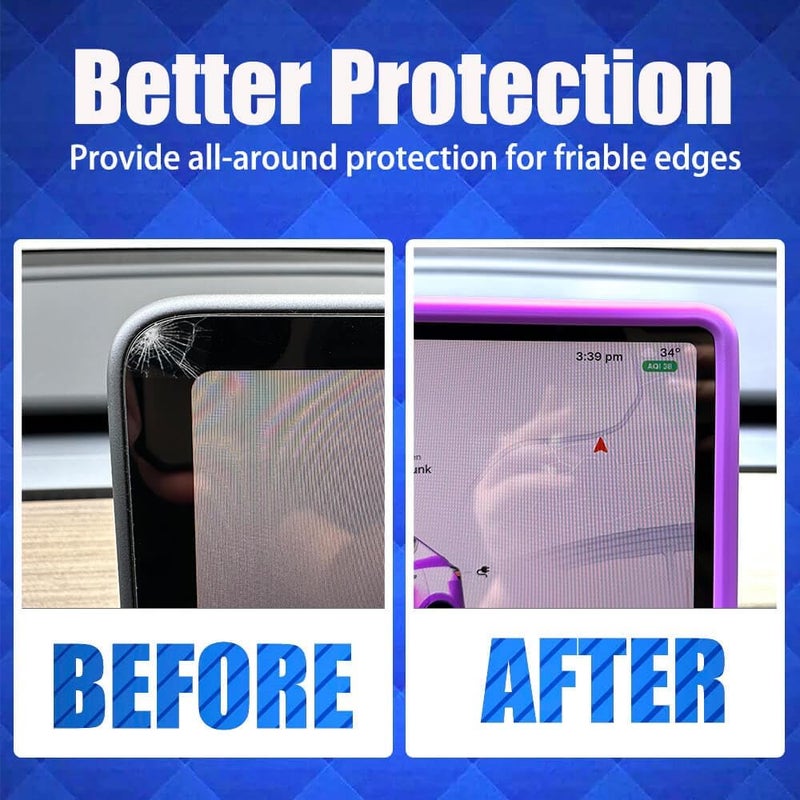 Yeapop 2Pcs Silicone Protector Frames of Screen and Rear View Mirror for Tesla Model 3 2017-2023 and Model Y 2019-Feb.2025. (Purple) - Image 5